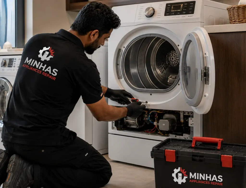 Dryer not heating properly repair service by Minhas Appliances Repair in Abu Dhabi